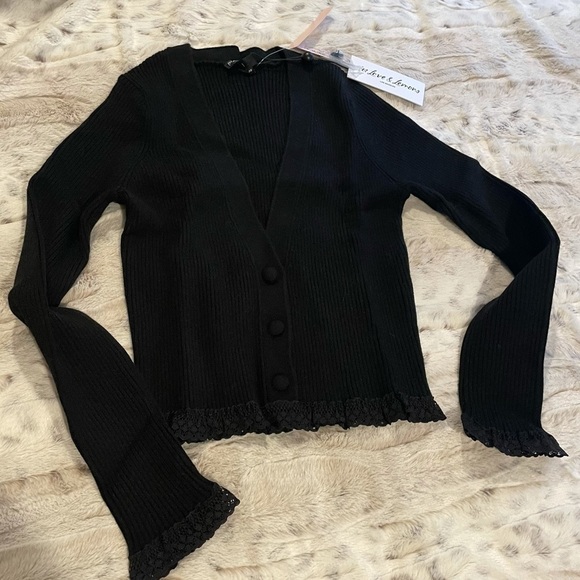 For Love & Lemons Nina Cardigan Black XS - Picture 10 of 11